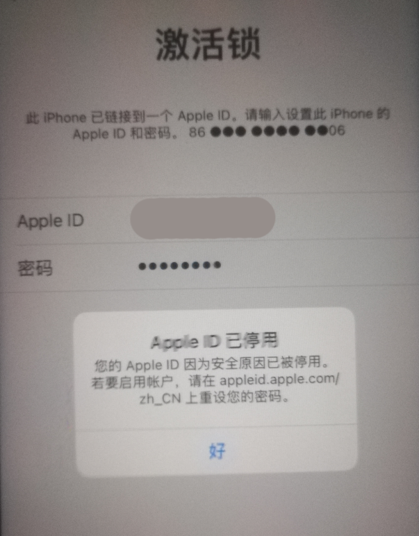 兴隆苹果手机维修分享iPhone 12 出现提示“Apple ID 已停用”怎么办 